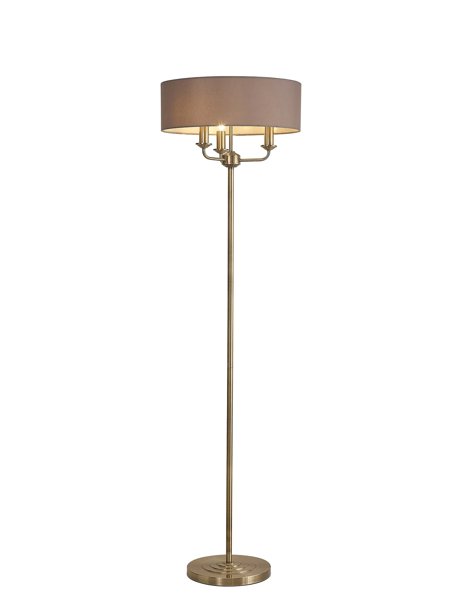 Banyan 45cm 3 Light Floor Lamp Antique Brass, Grey DK0902  Deco Banyan AB GR